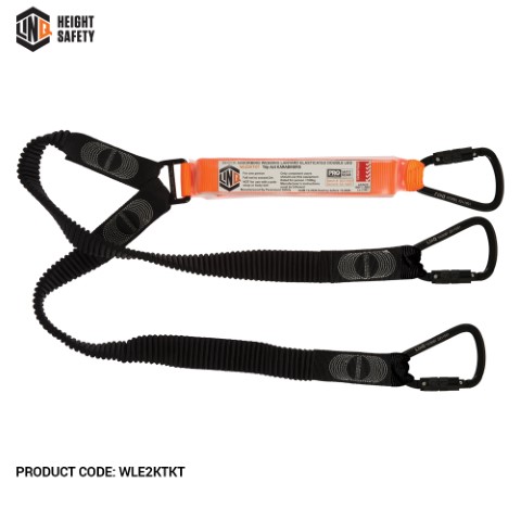 LINQ WEBBING LANYARD ELASTIC DBL LEG; 3 X TRIPLE ACTION KARABINER